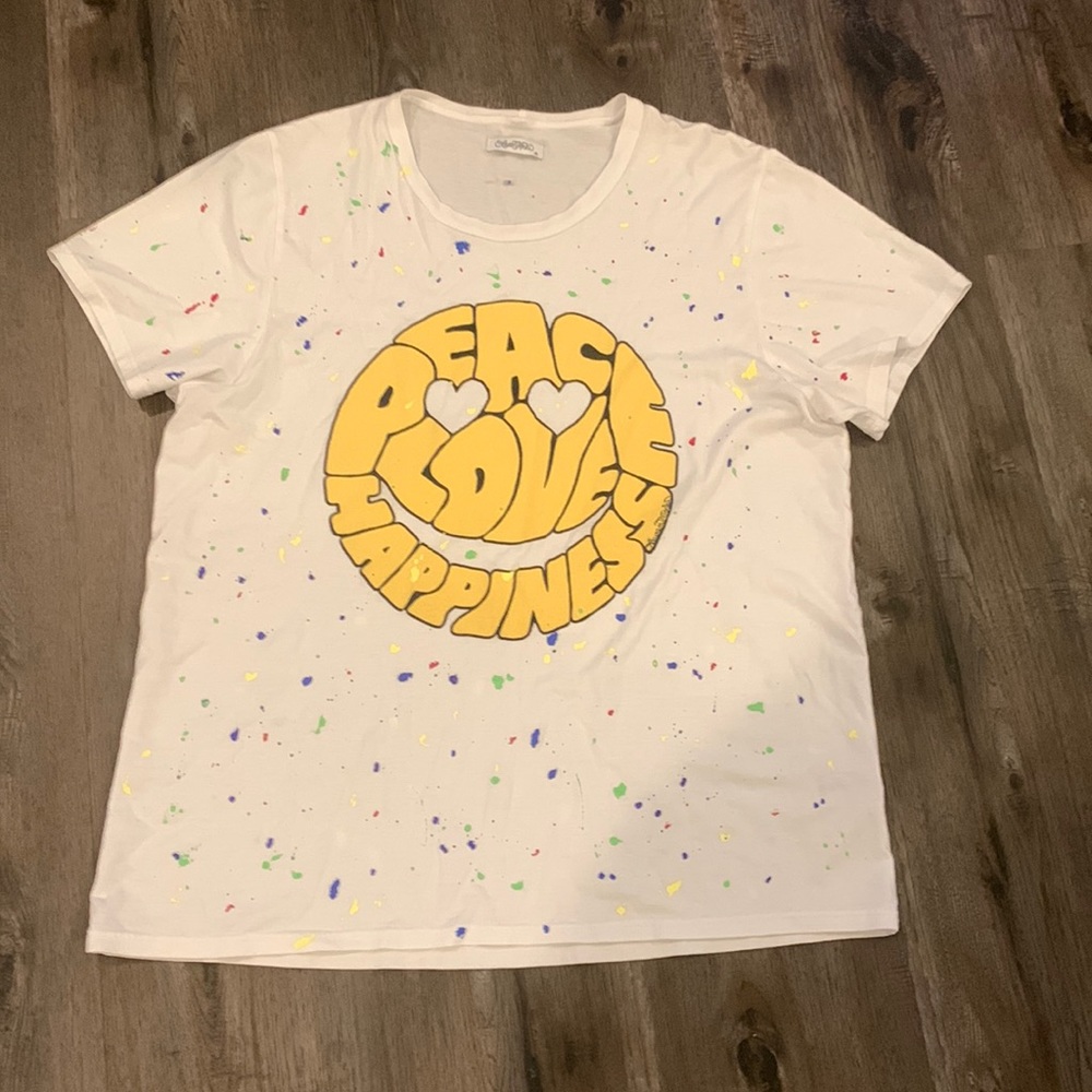 Lauren Moshi White Wolf Text Happy Face short size M